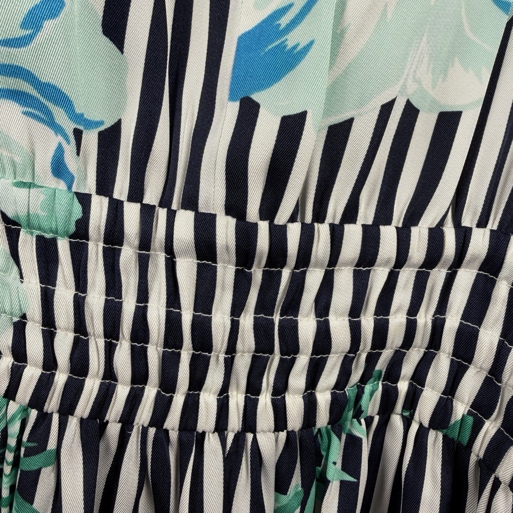 LANE BRYANT NAVY FLORAL STRIPE SZ 20 V-NECK RUCHED WAIST MAXI DRESS Floral - Picture 7 of 16